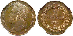 BELGIQUE  Léopold I, 1831-1865. 2 Francs ... 