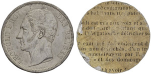 BELGIQUE. Léopold I, 1831-1865. 5 Francs ND ... 