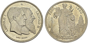 BELGIQUE. Léopold II, 1865-1909. 5 Francs ... 