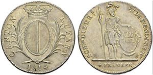 Lucern. 4 Franken 1814. HMZ 2-668c. AR. ... 
