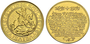 Zürich. Gold medal 1957, by Huguenin. ... 