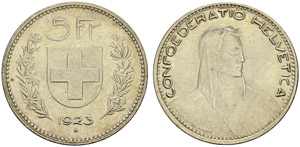 SWITZERLAND. Confederation, 1848-. 5 Francs ... 