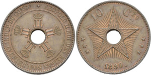Leopold II, 1865-1909. 10 Centimes 1889. KM ... 