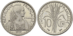 Colonie française, 1887-1945. 10 Cent 1939, ... 