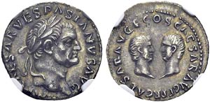 Vespasianus, 69-79. Denarius, 70, Roma. Obv. ... 