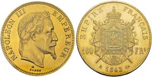 Napoléon III, 1852-1870. 100 Francs 1862 A, ... 