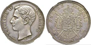 Napoléon IV, prétendant. 5 Francs 1874. ... 