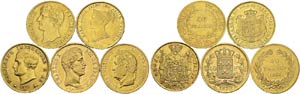 Lot of 5 coins: 40 Francs Bonaparte Ier ... 