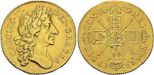 Charles II, 1660-1685. 2 Guineas 1679. Obv. ... 