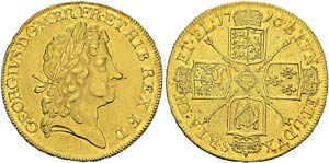 George I, 1714-1727. 5 Guineas 1716. Obv. ... 