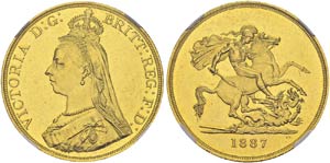 Victoria, 1837-1901. 5 £ 1887. Spink 3865; ... 