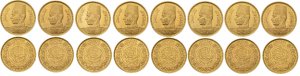 Farouk, 1936-1952. Lot of 8 coins: 100 ... 