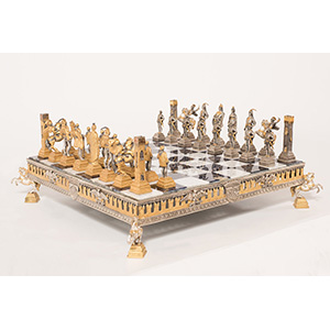 Silver Chess Board with Lapis ... 