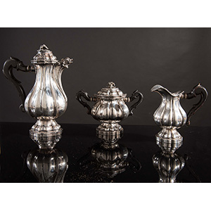 Silver  service with coffee pot, ... 