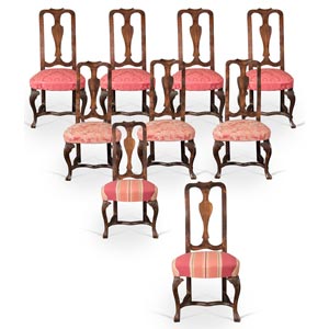 Gruppo di nove sedie in legno di ... 