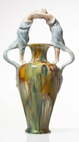 Grande vaso in ceramica policroma, ... 