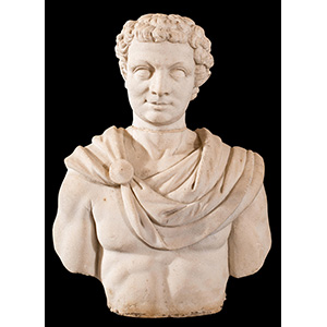 Antico busto virile in marmo, XVII sec., H ... 