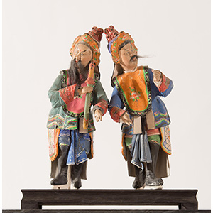Couple of Chinese stucco, Qing Period, 19th ... 