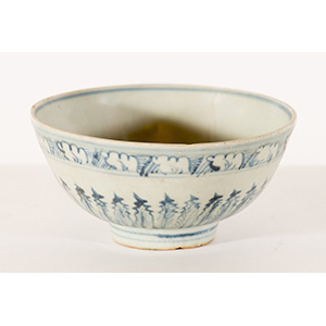 Glazed ceramic tea Cup, with white and blue ... 