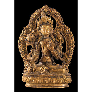 Glit-bronze figure of a Bodhisattva, Nepal, ... 