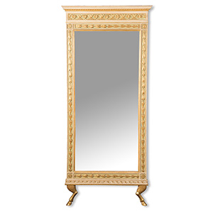 Carved, lacquered and giltwood mirror, ... 