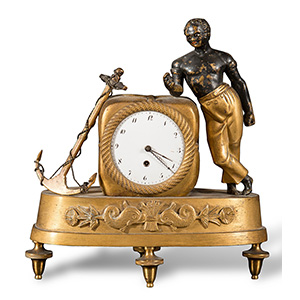 Piccolo orologio da tavolo in bronzo dorato, ... 