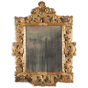 Carved and giltwood mirror, Marche, 18th ... 