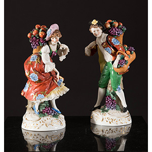 Samson, Pair of  porcelain figurines ... 