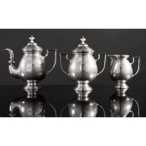 Silver and  ivory service with tea pot, ... 