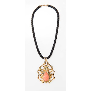 Beetle  yellow gold and coral necklace. ... 