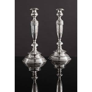 Pair of  silver candlestiks, ... 