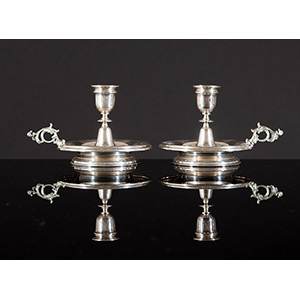 Pair of candle holders. Hallmarks: 800 – ... 