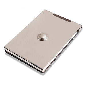 Silver and  leather block note holder. ... 
