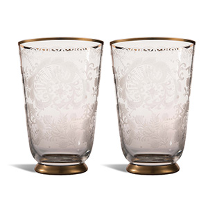 Pair of  glass vases with gilt finishing. ... 