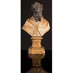 Carved and  giltwood sculpture, Busto di ... 