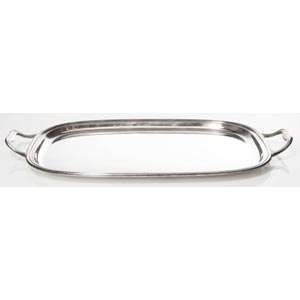 Silver tray with handles.