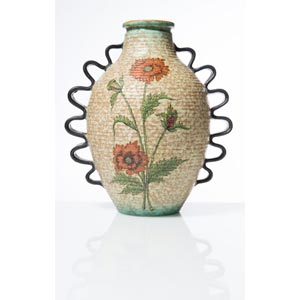 Vaso in ceramica, “Papaveri“, Deruta, ... 