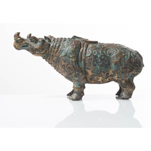 Scultura in legno, “Rinoceronte”, Cina, ... 