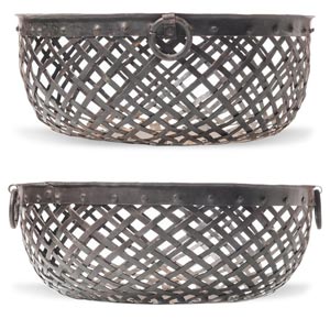 Pair of metal baskets, 20th Century.