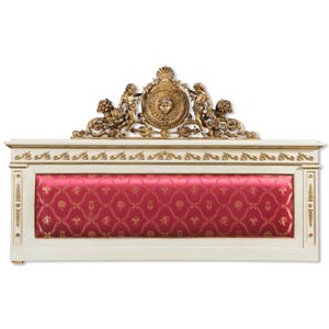 Lacquered wood bed head with carved and ... 