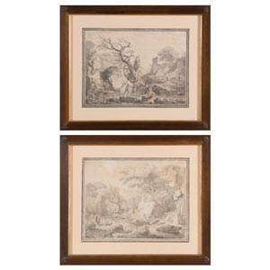 Lotto di due litografie della fine del XVIII ... 