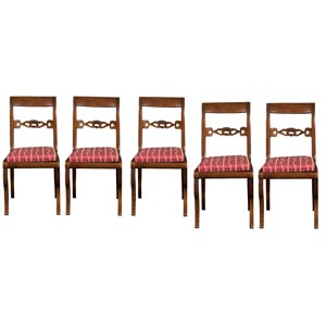 Gruppo di cinque sedie in legno, XIX sec.
