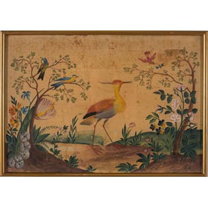 Pittore XIX sec., “Uccelli colorati”.