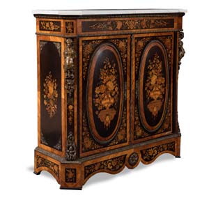 Inlaid wood sideboard with marble top, ... 