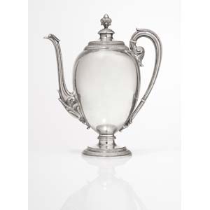 Silver tea pot, Italy, 20th Century.
