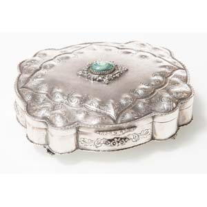 Silver jewelry box with pietra dura, Milan, ... 