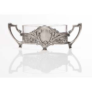 Silver and crystal bowl. Italy, 1920s.