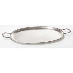 Oval silver tray with handles, Milano, 20th ... 