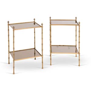 Pair of Italian brass side tables with thick ... 