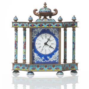 Bronze Cloisonné table clock, China, 20th ... 